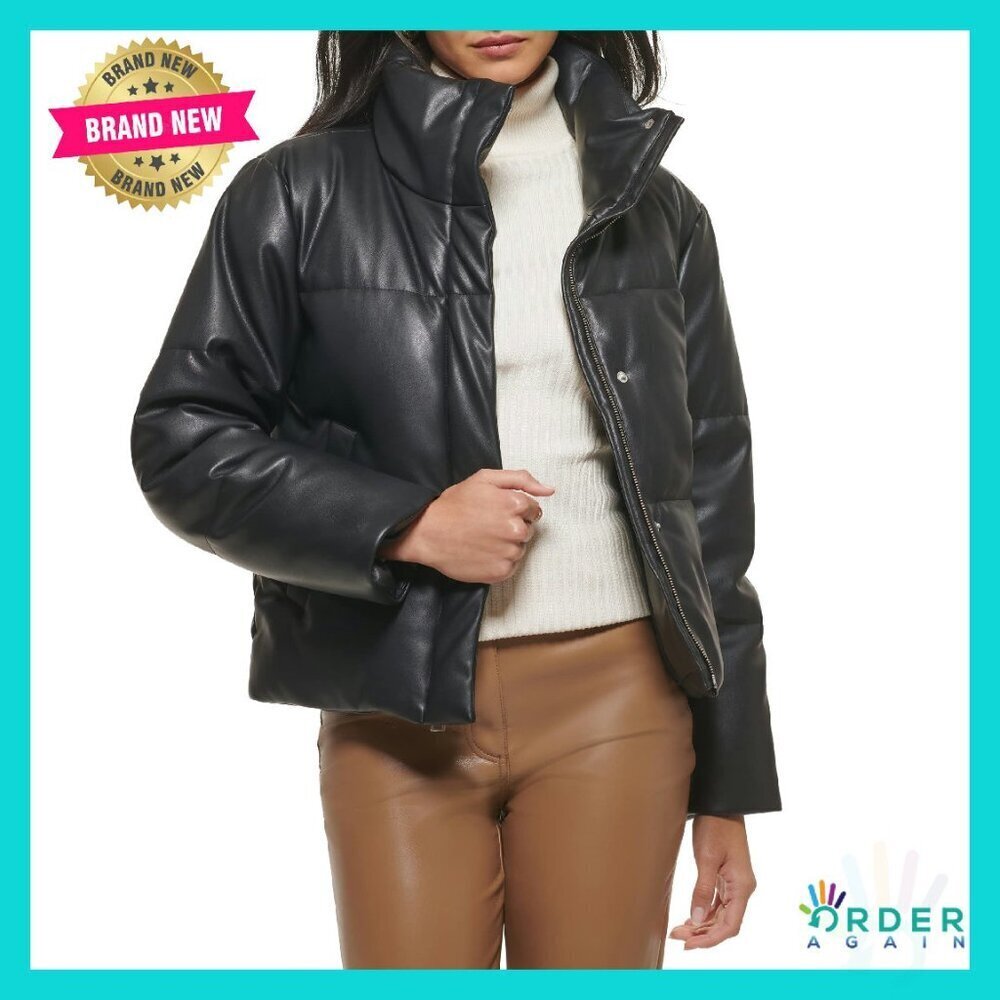 Quilted Vegan Leather Puffer Jacket Cropped Chic Minimal Y2K Retro Style